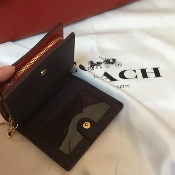 Coach  Red Leather Tote with Snap Wallet - Picture 6 of 8